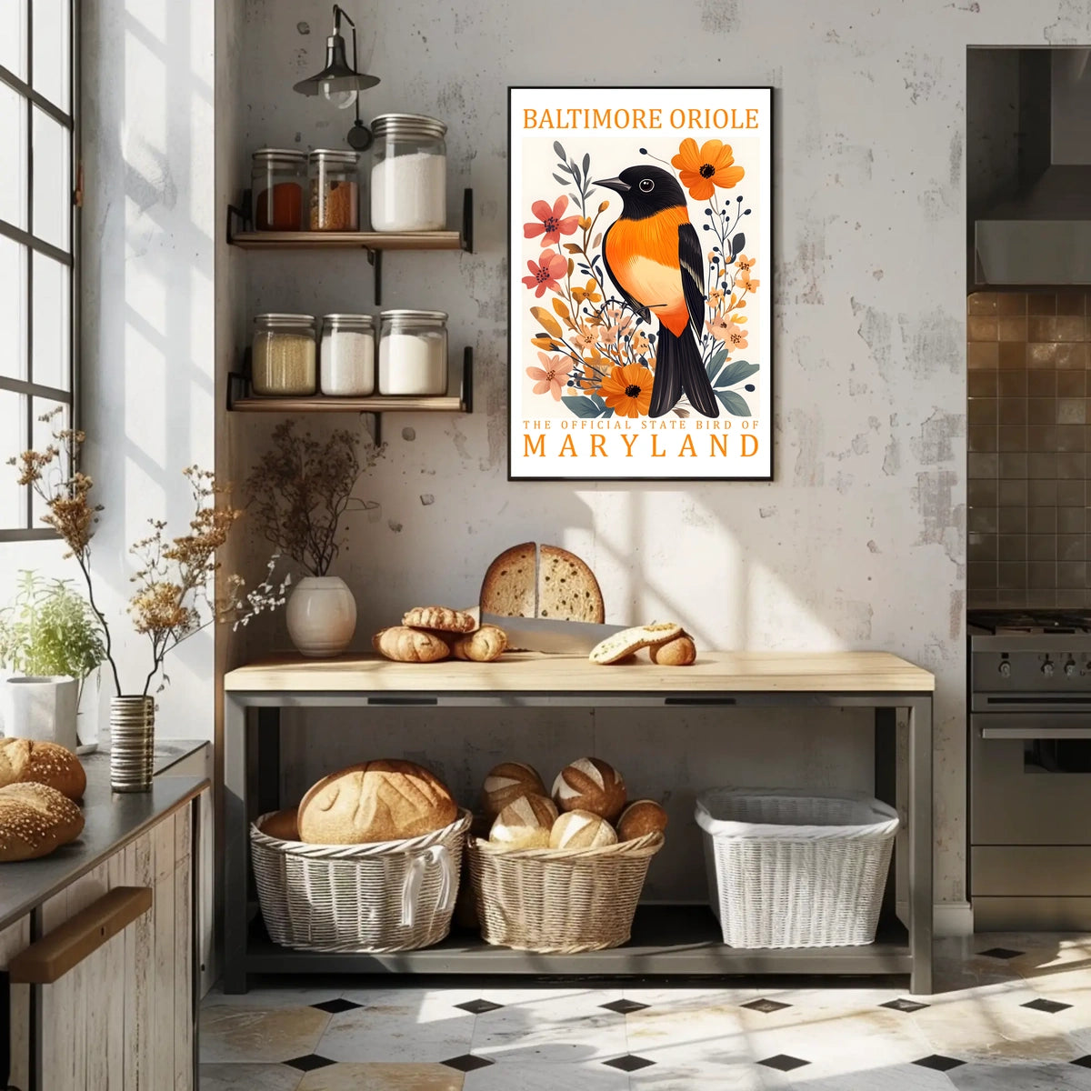 Baltimore Oriole Maryland State Bird Art Poster
