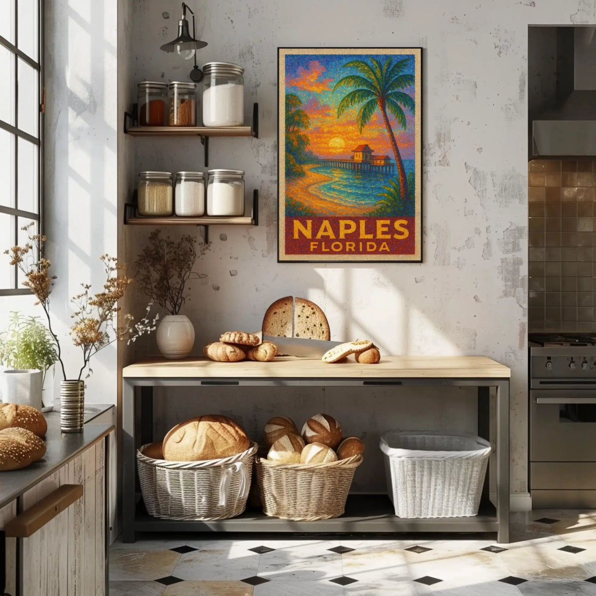 Naples Florida Sunset Poster Wall Art 18x24 Coastal Decor