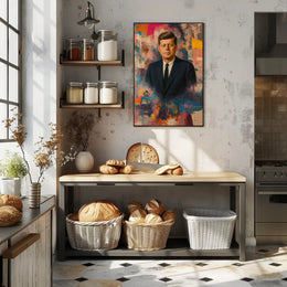 JFK Artistic Vibrant Portrait Abstract, Artistic, or Pop Culture Poster