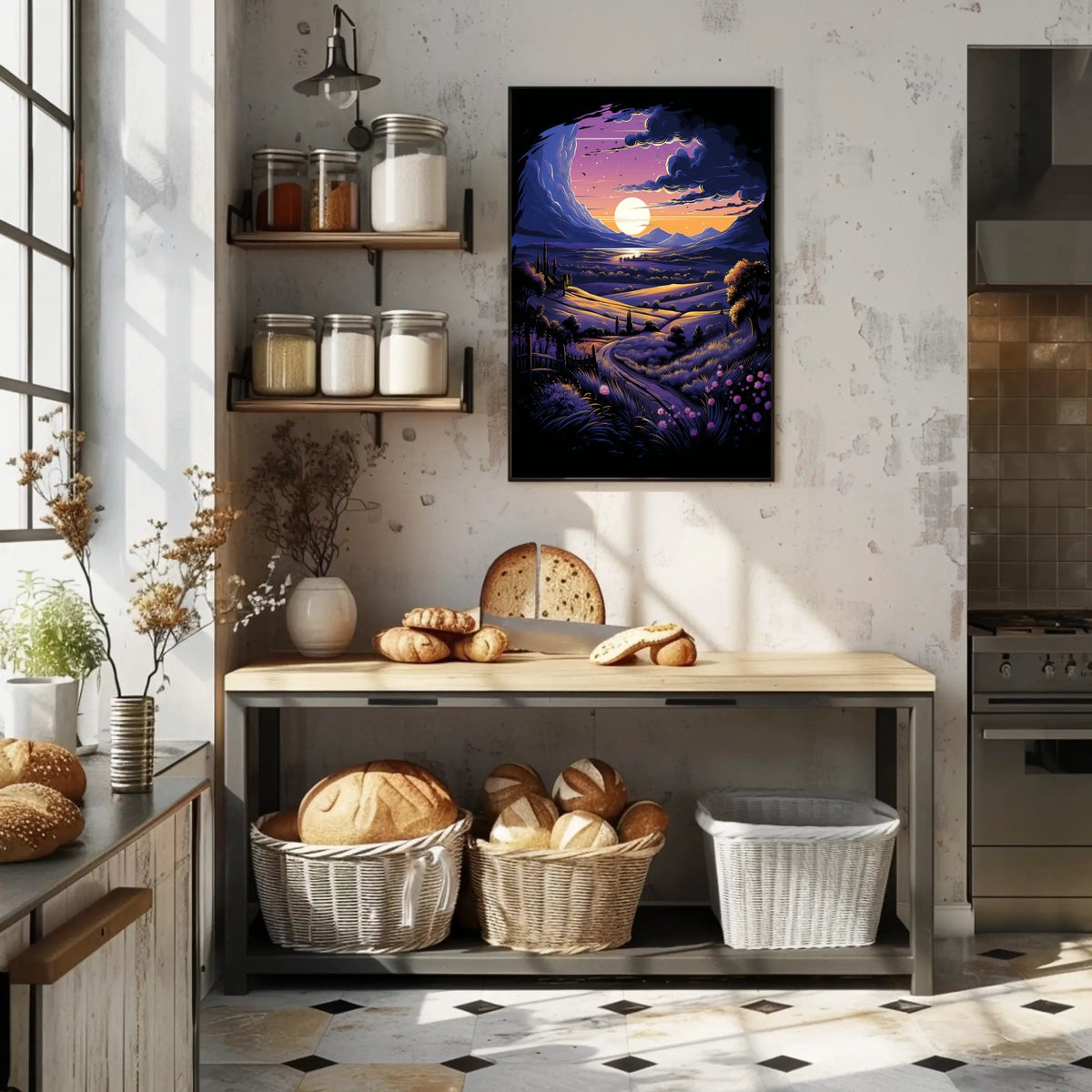 Dreamy Landscape Poster: Moonlit Path at Dusk