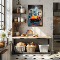 Vibrant Classic Car In Urban Garage Poster PosterGoat