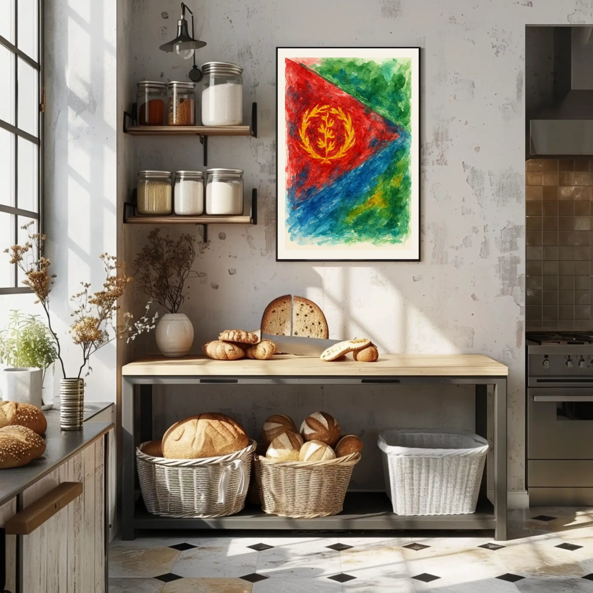 Eritrean Flag Watercolor Art Poster
