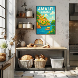 Amalfi Coast Poster Wall Art for Coastal Home Decor