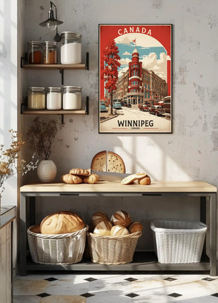 Vintage Winnipeg Landmark with Classic Cars Urban or Cityscape Poster