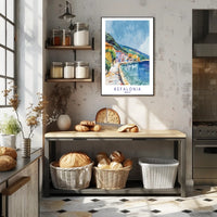 Kefalonia Coastal Charm in Watercolor Travel Poster PosterGoat