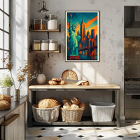 New York City Geometric Skyline Poster Modern Wall Art