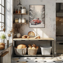Vintage Winter Truck Vintage Poster