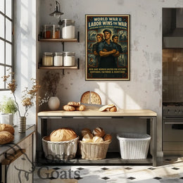 WWII Industrial Workforce Unity Vintage WWII Poster