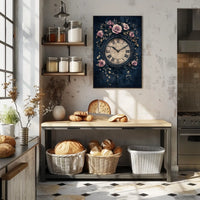 Ornate Clock and Roses Design: Artistic or Pop Culture Poster