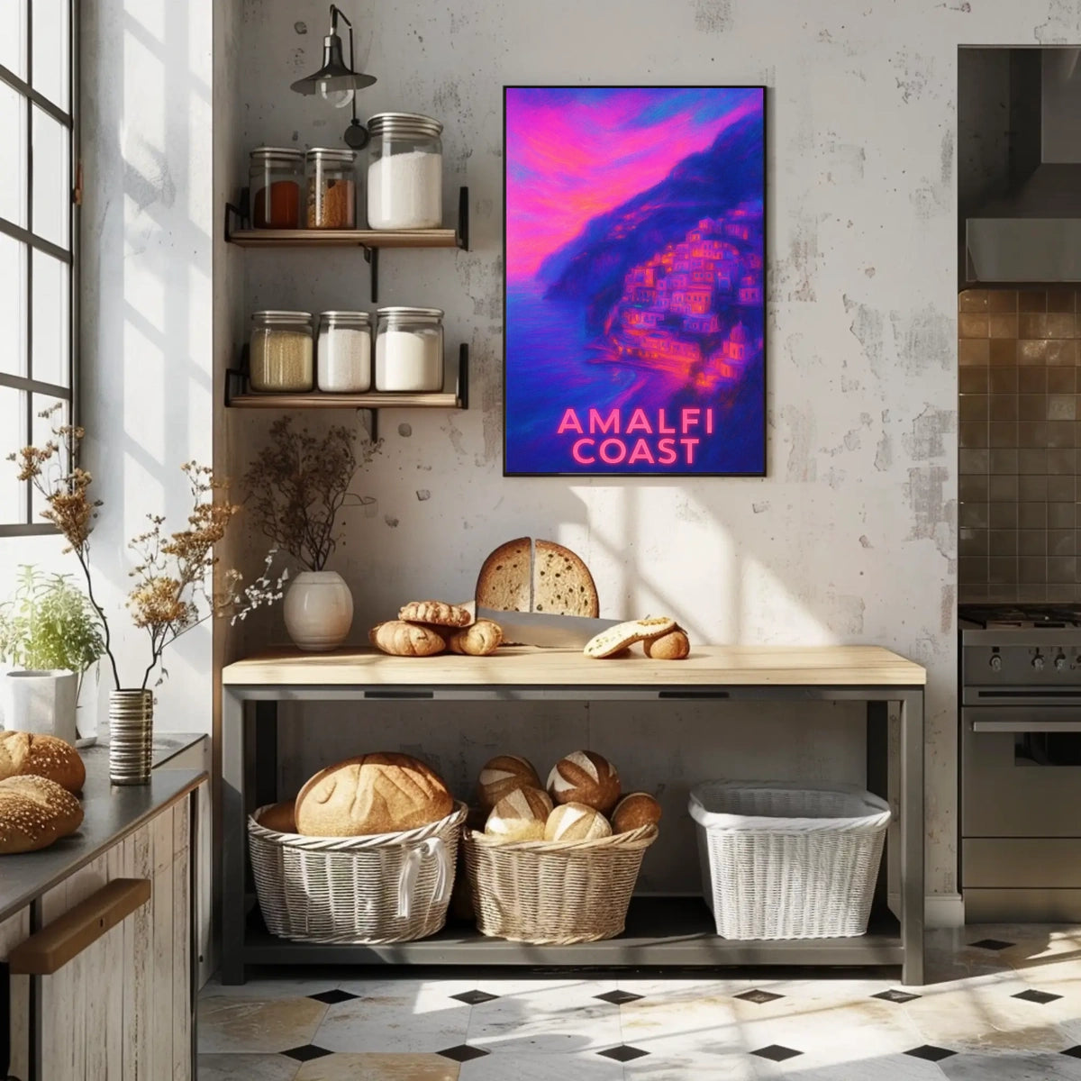 Amalfi Coast Poster Wall Art for Coastal Decor 18x24