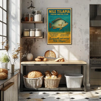 Nile Tilapia Vintage Aquatic Poster for Sustainability Enthusiasts
