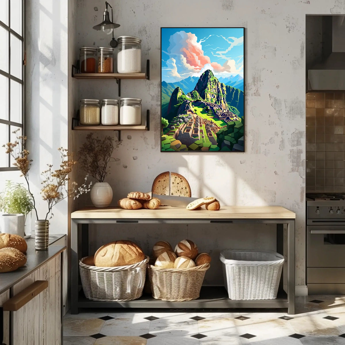 Machu Picchu Majesty: Geometric Travel Poster