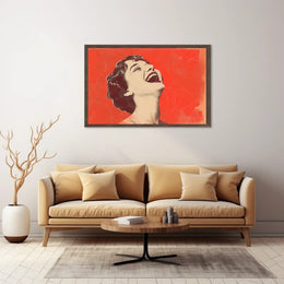 Joyful Vintage Laughter Poster with Red Background