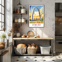 Gateway Arch Illustrated Travel Poster Print