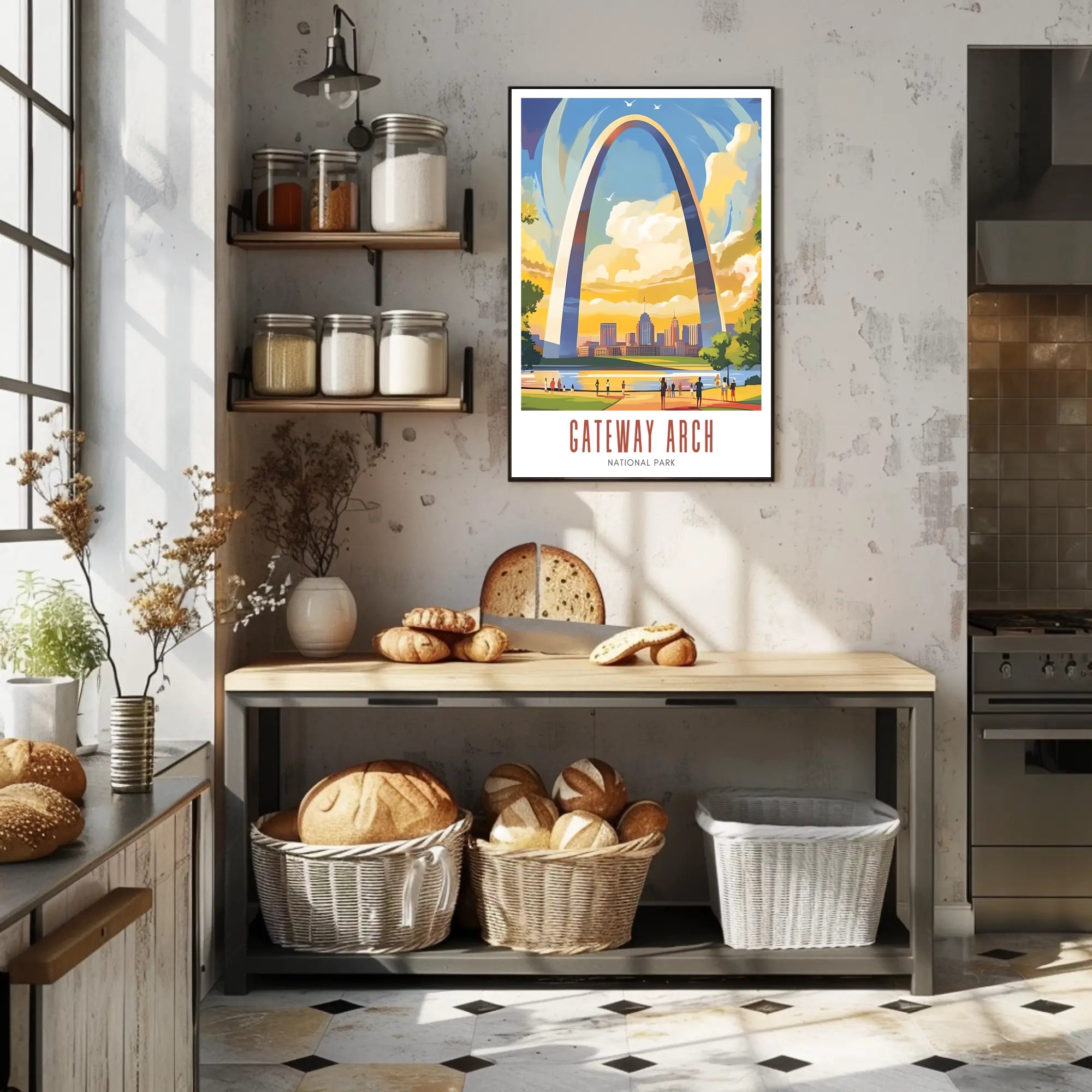 Gateway Arch Illustrated Travel Poster Print
