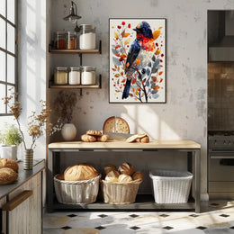 Geometric Bird In Autumn Foliage Poster