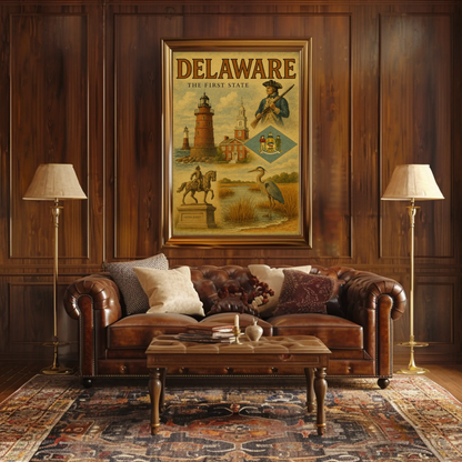 Delaware Founding History Colonial Heritage Travel Poster