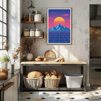 Retro-Futuristic Sunset Art Print: Futuristic Sci-Fi Poster