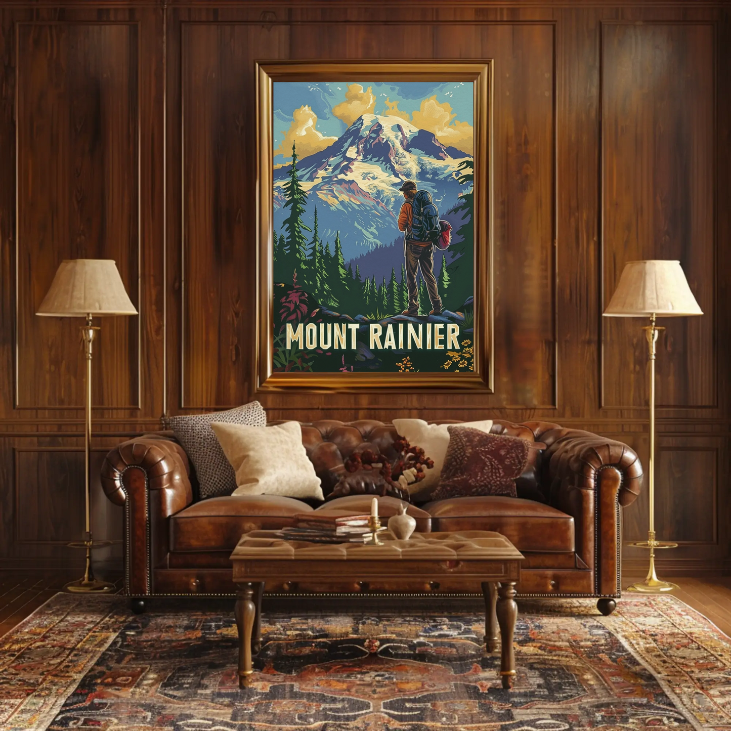 Mount Rainier Hiker Wilderness Explorer Poster