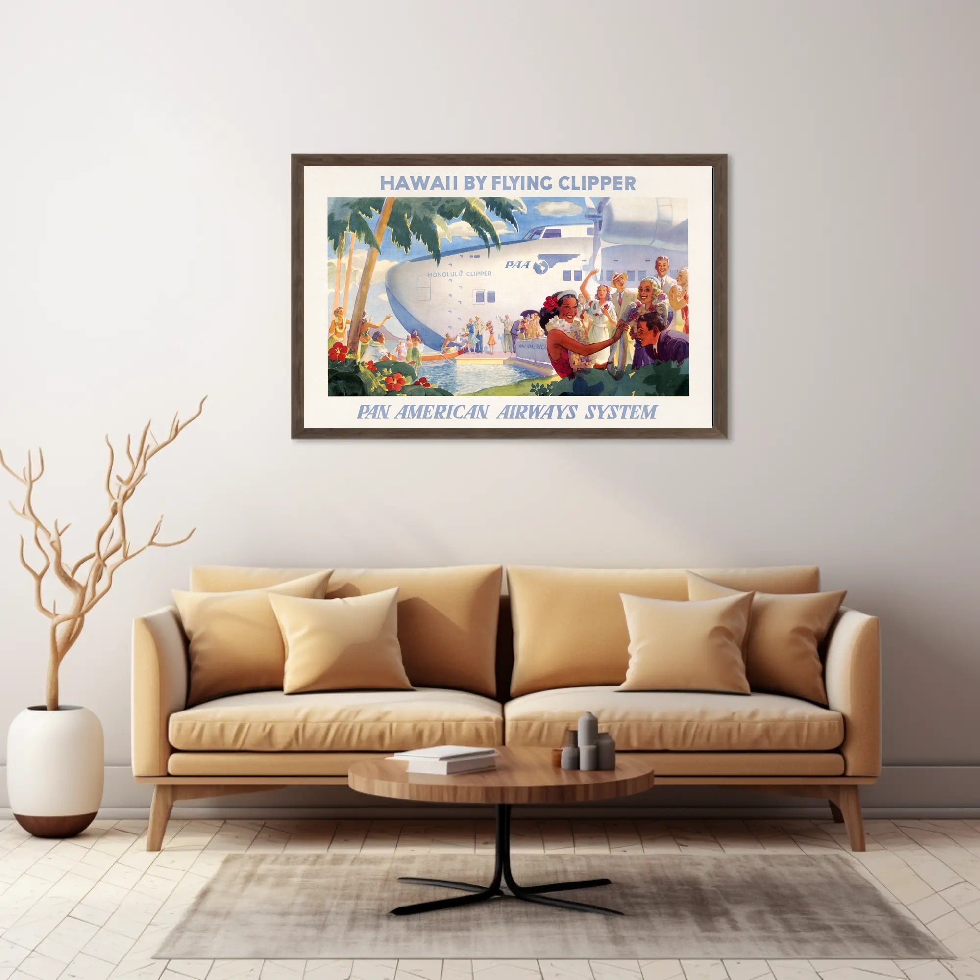 Hawaii Air Travel Vintage Poster by Pan American Airways Travel Poster