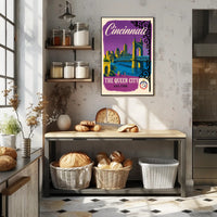 Cincinnati Skyline Vintage Travel Advertisement Urban or Cityscape Poster