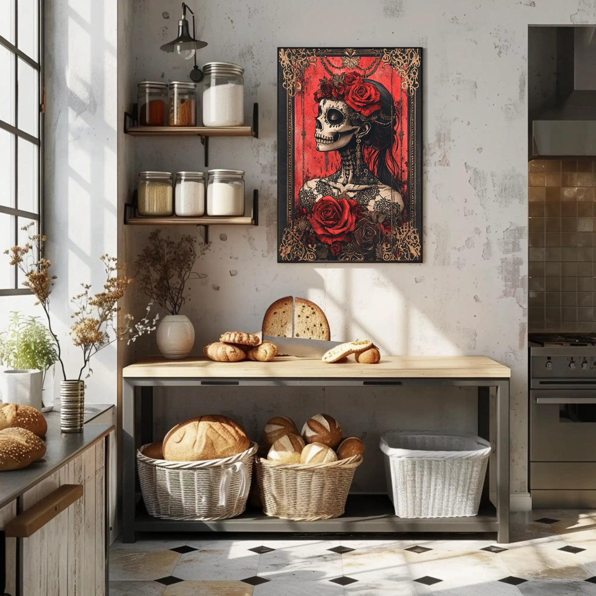 Day of the Dead Skull Woman Cultural Poster