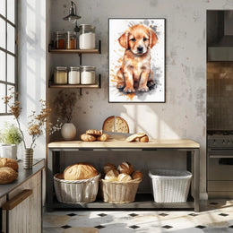 Puppy Portrait Watercolor Poster Wall Art
