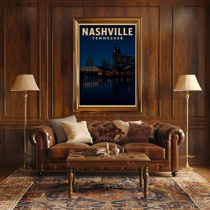 Nashville Tennessee City Night Skyline Poster Poster