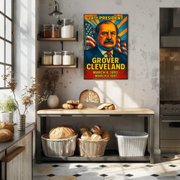 Grover Cleveland 24th President of the United States Colorful Comic Book Style Poster