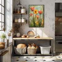 Floral Elegance: Tulips & Daffodils Vintage Artistic Poster PosterGoat