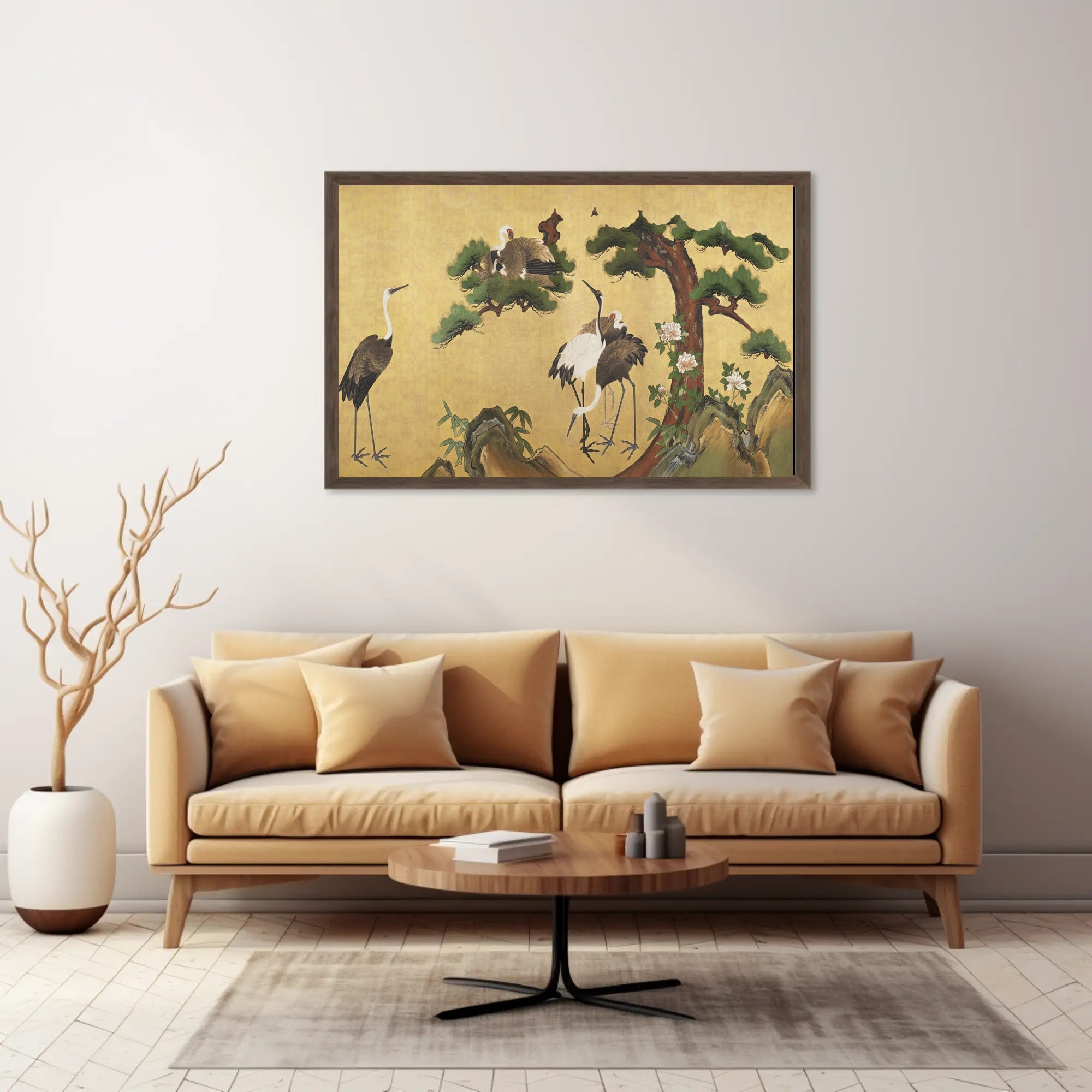 Cranes in Serenity: Traditional Asian Art Cultural Poster