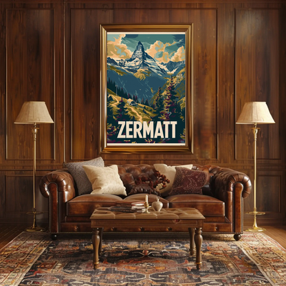 Zermatt Switzerland Matterhorn Alps Travel Poster