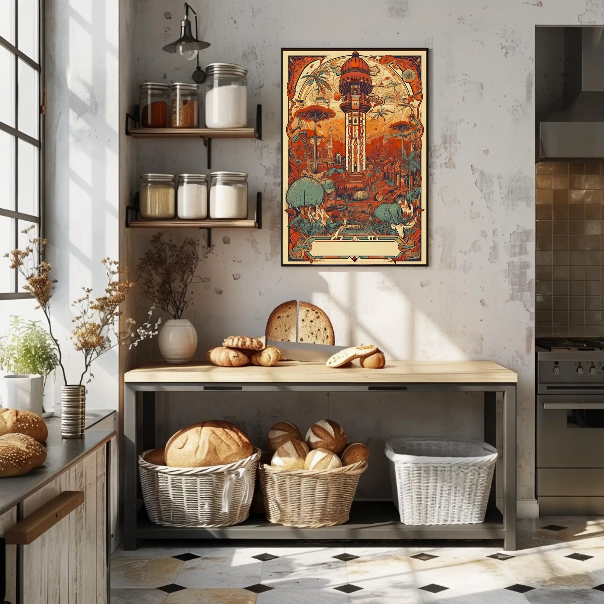 Enchanted Tower: Fantastical Landscape with Ornate Structure Poster