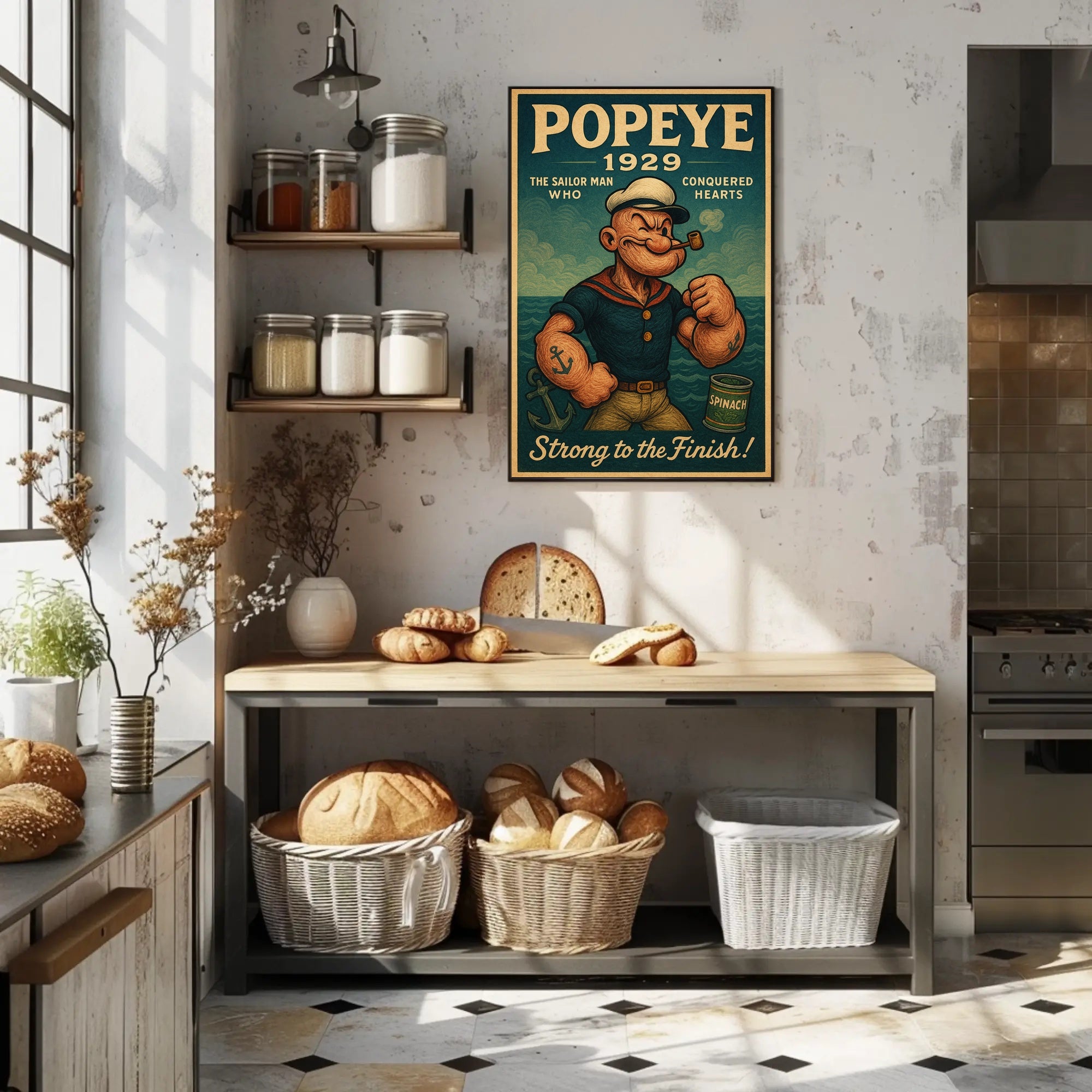Popeye Vintage Poster Wall Art Retro Sailor Print