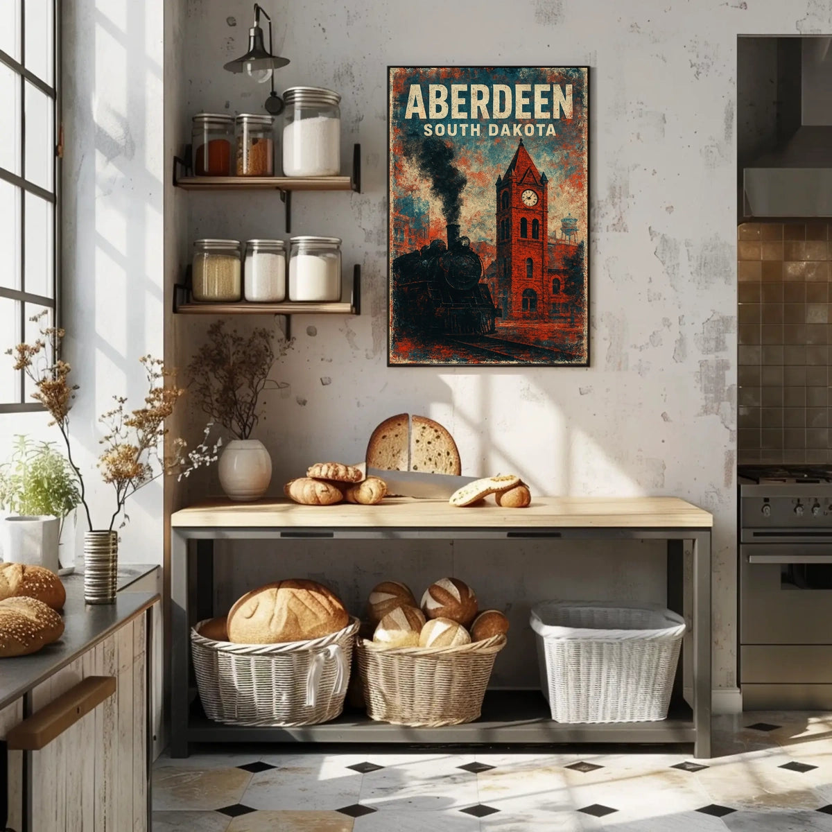 Aberdeen Vintage Travel Retro 80s Wanderlust Poster