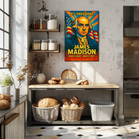 James Madison 4th President of the United States Colorful Comic Book Style Poster