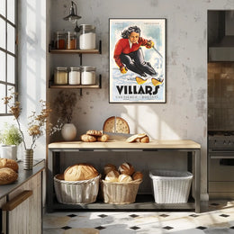 Skiing in Villars, Switzerland Poster