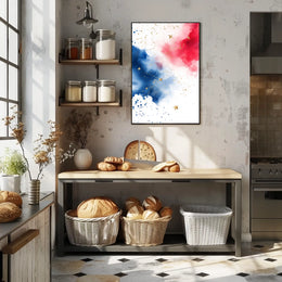 splash design in red white and blue tones Poster