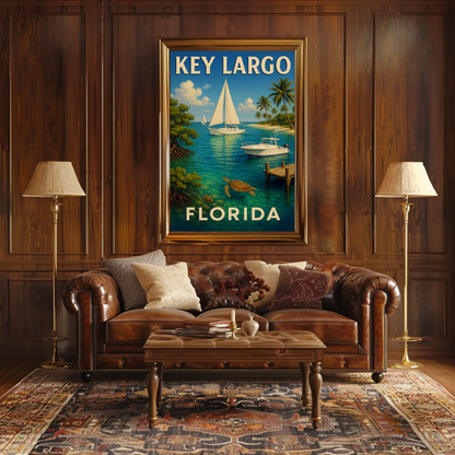 Key Largo Florida Tropical Boats Beach Poster