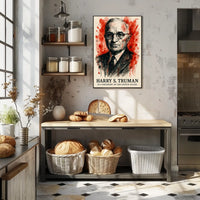 Truman Watercolor Art Historic Presidential Poster