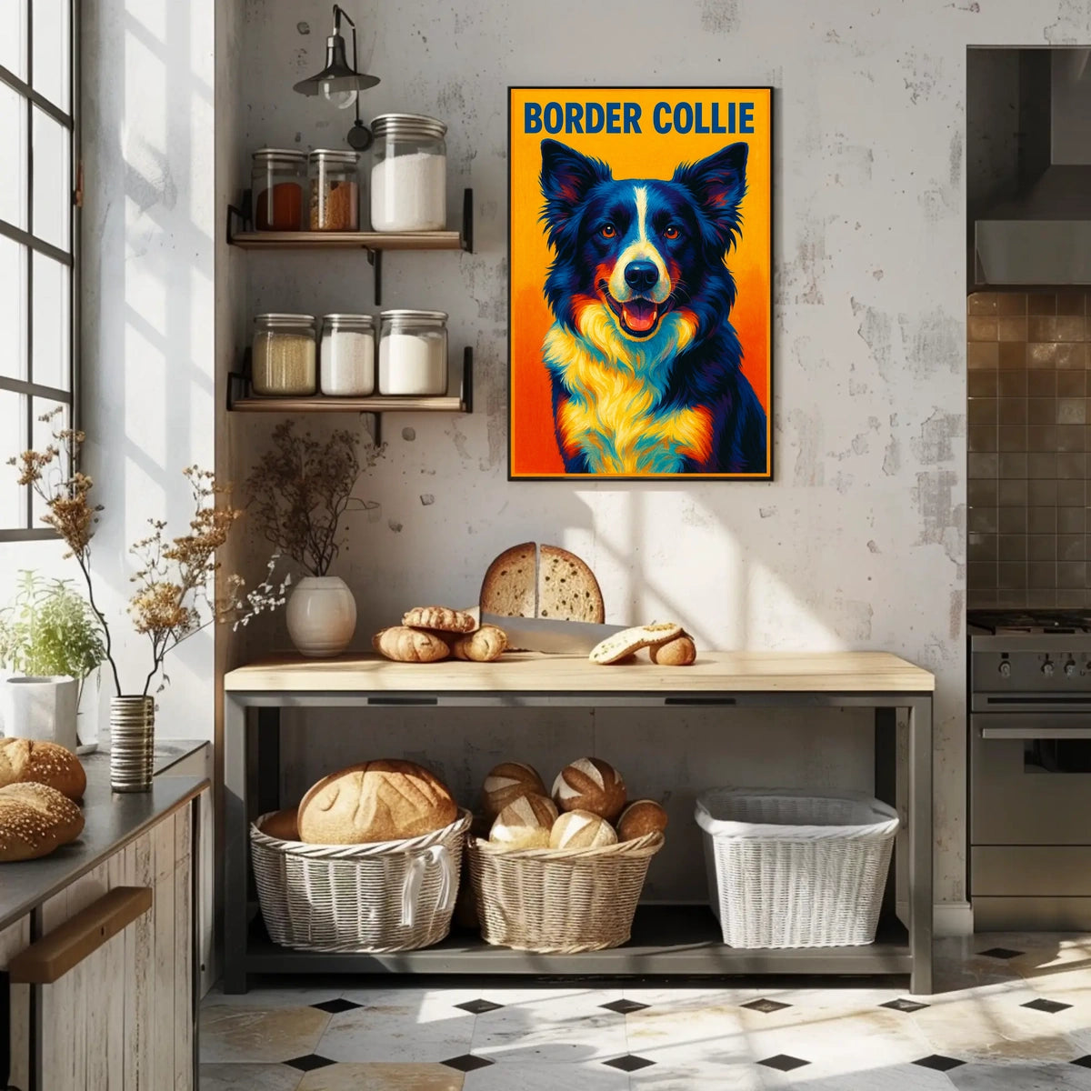 Vibrant Border Collie Portrait Poster