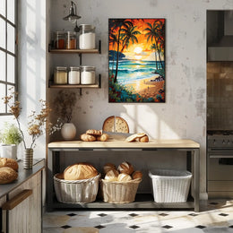 Tropical Beach Sunset Serenity Poster - Travel Poster
