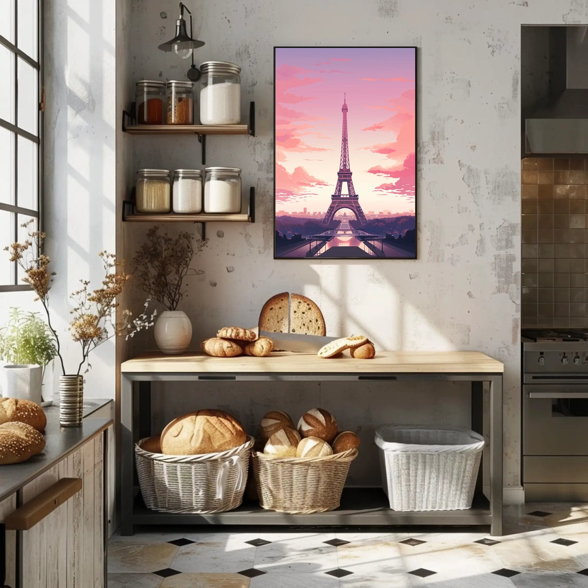 Parisian Sunset Serenity: Modern Travel Poster