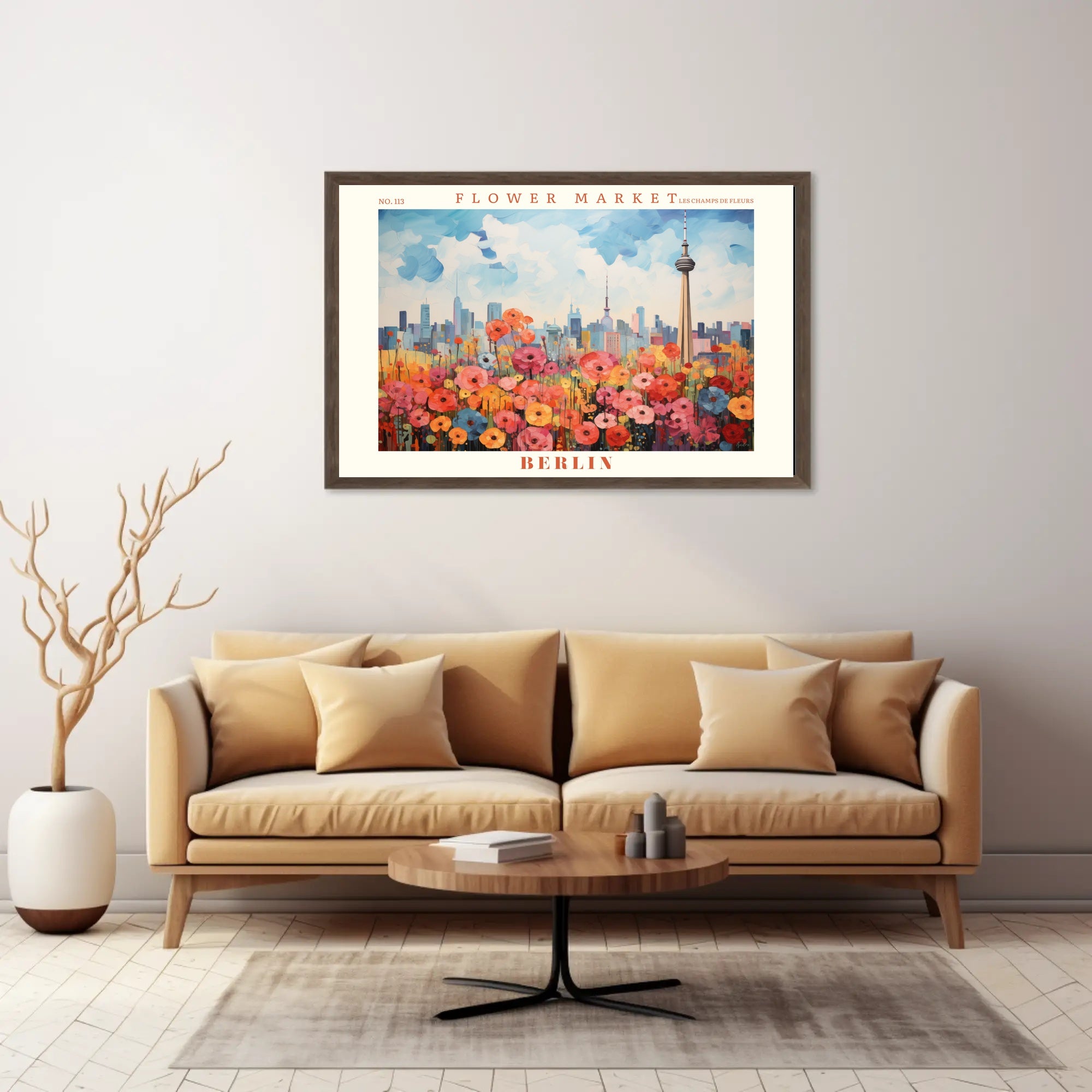 Vibrant Berlin Flower Market Skyline Urban or Cityscape Poster