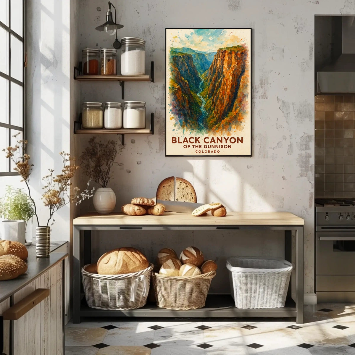 Black Canyon Colorado Scenic Watercolor Art Poster