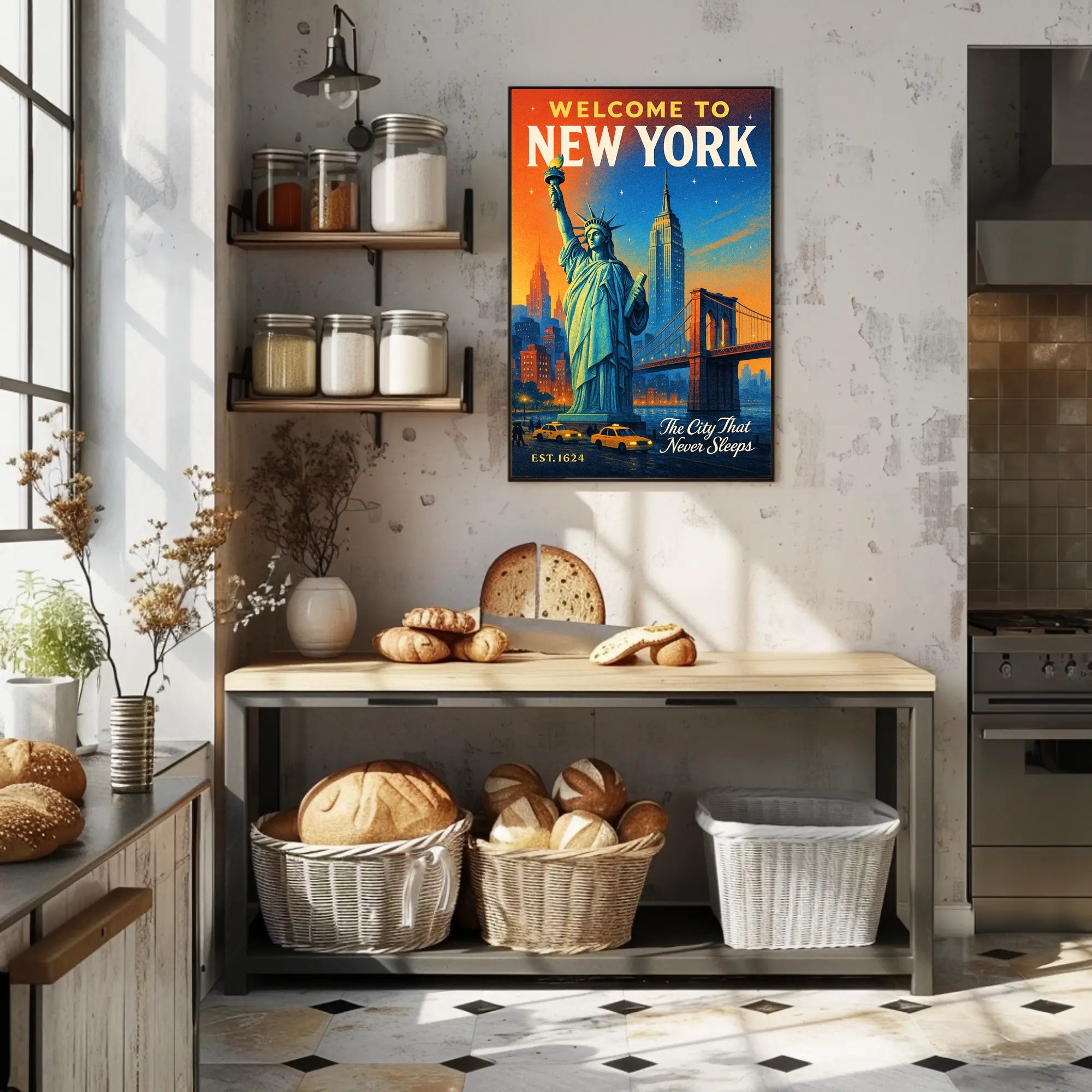 New York City Skyline Vintage Urban or Cityscape Poster