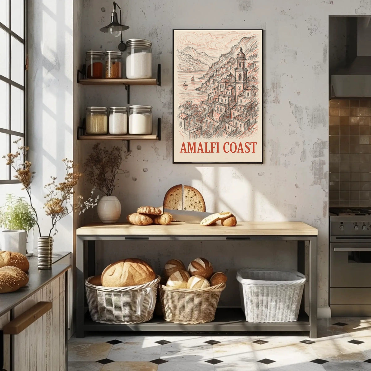 Amalfi Coast Poster Wall Art 18x24 Coastal Decor Coastal View