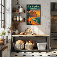 Los Angeles Dreamscape Vintage Poster: Urban & Coastal