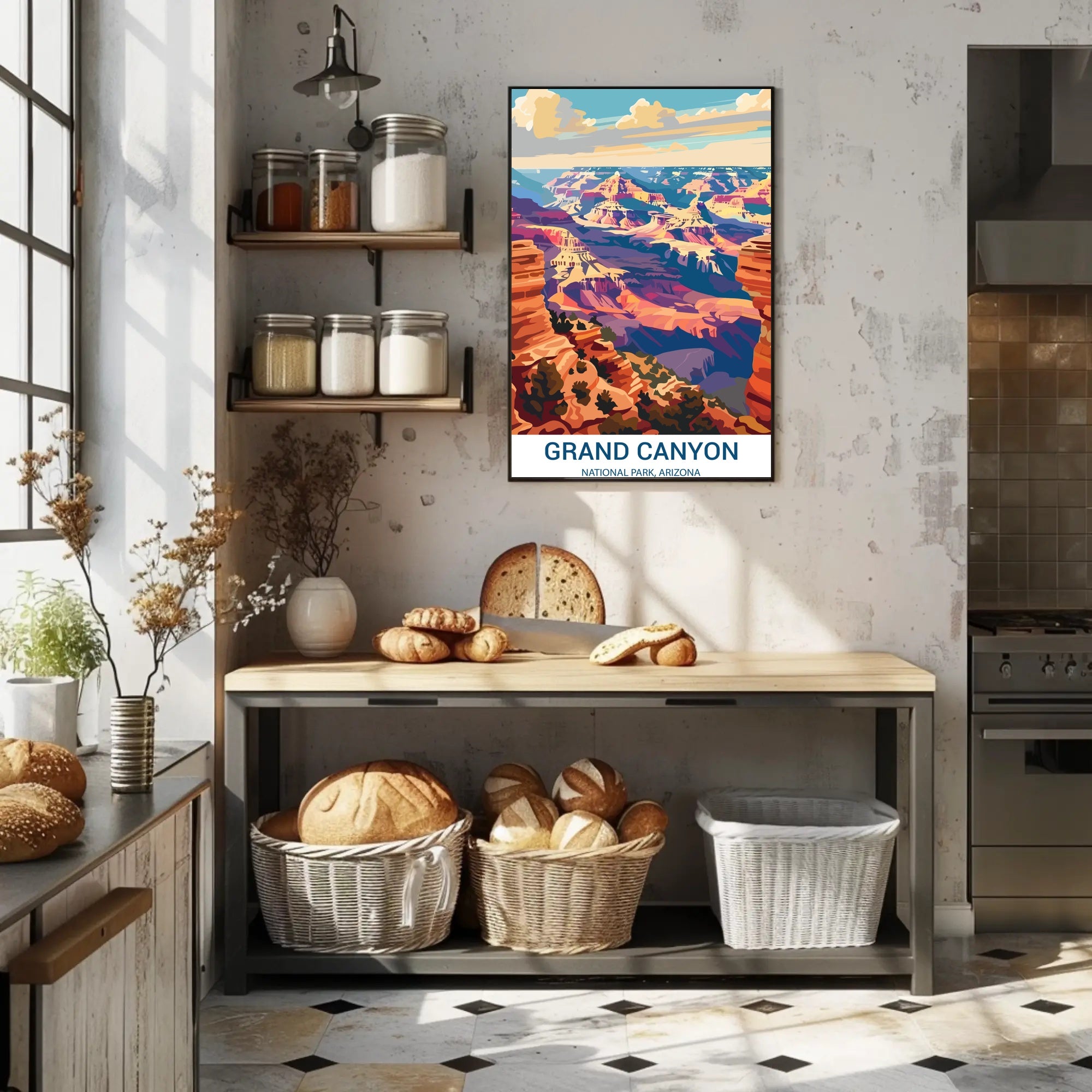 Grand Canyon Majesty in Vibrant Tones National Park Poster