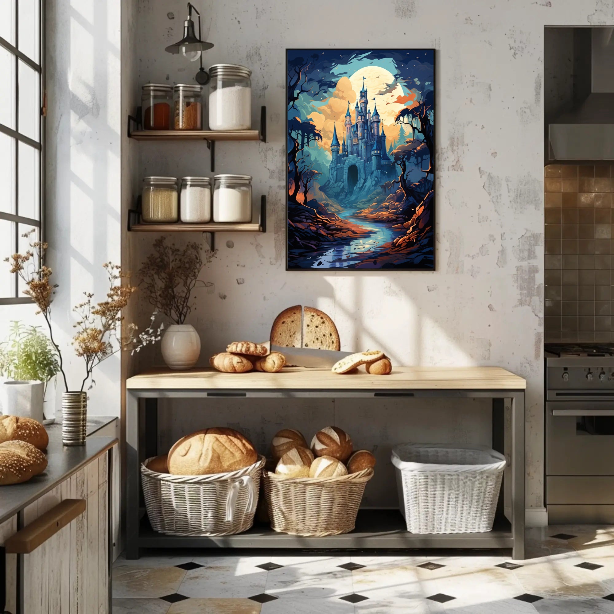 Enchanted Castle Under The Moon Poster